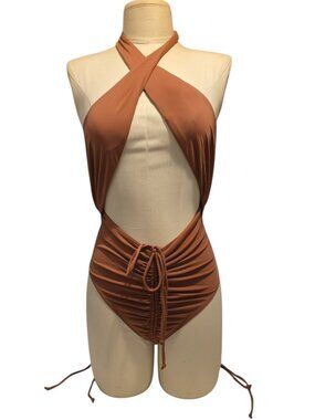 Size Medium Margaritas At Midnight One Piece Ruched Swimsuit - Chocolate Brown